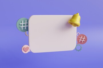 3d template with social. Social media interface concept. Mobile phone communication. Safety internet technology. Social media promotion. Digital technology concept. Technology background.
