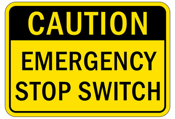 Electrical switch sign and labels emergency stop switch