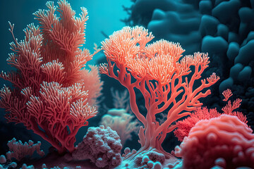 blurry coral backdrop. Generative AI