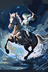 anime girl riding horse