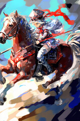 anime girl riding horse
