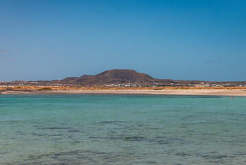 Amazing view of volcanos from the sea in Lanzarote
