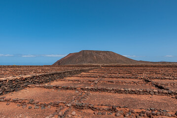 Amazing view of volcanos from the sea in Lanzarote