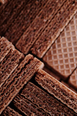 Close up texture of chocolate wafer biscuit