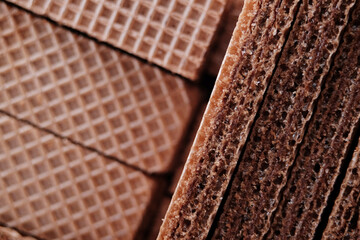 Close up texture of chocolate wafer biscuit