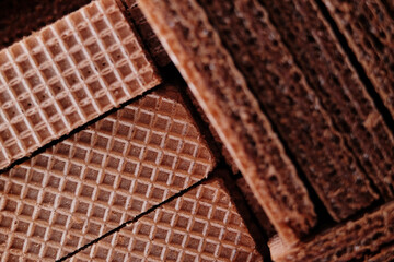 Close up texture of chocolate wafer biscuit