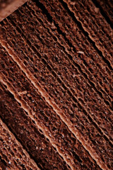 Close up texture of chocolate wafer biscuit