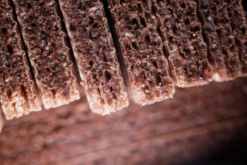 Close up texture of chocolate wafer biscuit