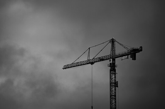 construction crane against blue sky