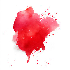 Red watercolor stain on a transparent background. Abstract red watercolor hand paint.