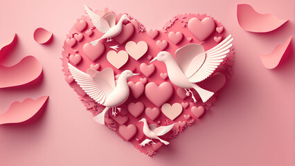 Happy Valentines day hearts. Cute love banner, romantic greeting card happy valentines day