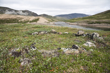 Inuit Archaeological Site at Soper and Livingstone Rivers, Katannilik Territorial Park Reserve, Baffin Island, Nunavut, Canada