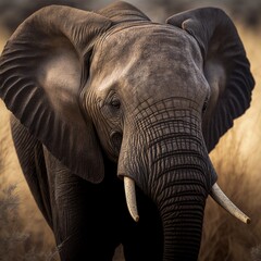 Fototapeta na wymiar elephant in the savannah - Generative AI