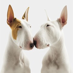two bull terriers kissing -  - Generative AI