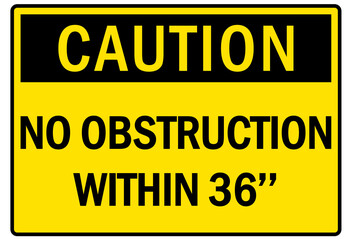 Electrical warning sign and labels no obstruction