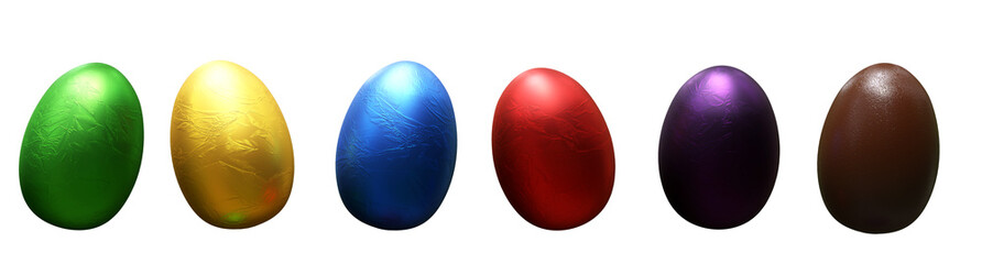 different easter eggs on transparent background - 3D rendering