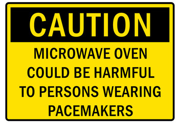 Electrical warning sign and labels microwave oven could be harmful to person wearing pacemaker