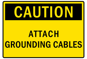 Fototapeta premium Electrical cable sign and labels attach grounding cable