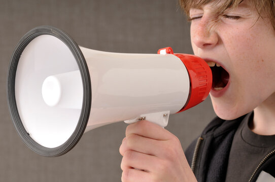 Boy Yelling through Megaphone