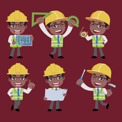 Building engineer with different poses