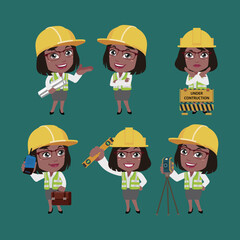 Building engineer with different poses