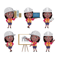 Building engineer with different poses