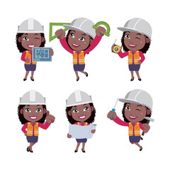 Building engineer with different poses