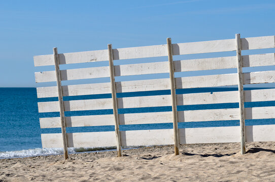 Wooden Barrier on Beach