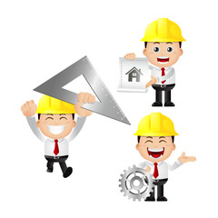 Set of engineer with different poses