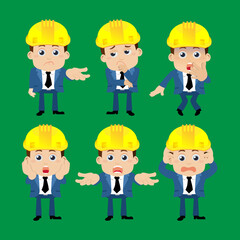 Set of engineer with different poses