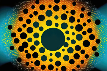 Background is amorphous. halftone effect with spots. circles and dots. Raster graphics. Generative AI
