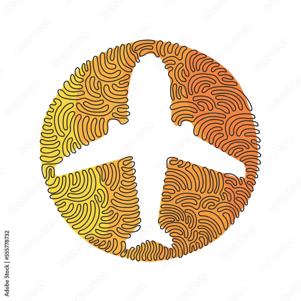 Poster single continuous line drawing plane icon airplane travel transportation. outline figures icons for 