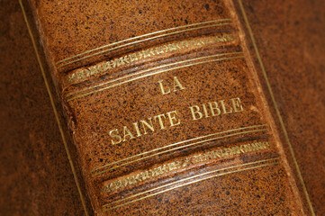 Close-up of Spine of The Holy Bible
