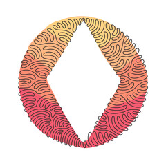 Single one line drawing poker playing cards suit diamond design shape single icon. Diamond suit deck of playing card used for ace in casino. Swirl curl circle background style. Continuous line vector