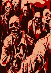 Fototapeta na wymiar art color of zombies cartoon