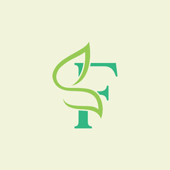 beauty butterfly green natural logo design letter F
