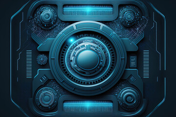 Obraz premium Background with a blue abstract technology and high tech design. Generative AI
