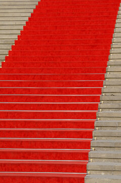 Red carpet on stairs, Berlin, Germany