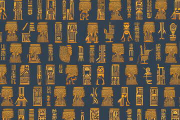 Ancient hieroglyphs background with texture created with Generative AI - obrazy, fototapety, plakaty