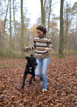 Woman With Her Dog, Mannheim, Baden-Wurttemberg, Germany