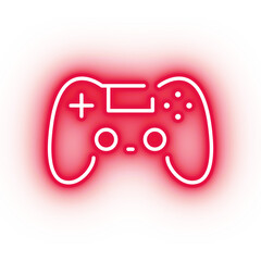Neon red controller, glowing game controller icon on transparent background © ARTFX Design