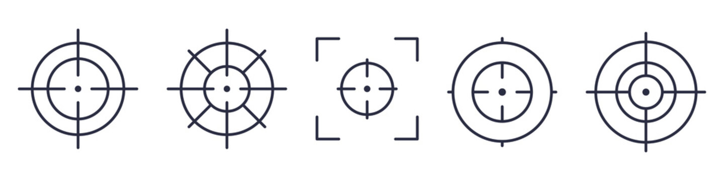 Focus Target Icon Set. Aim Sniper Shoot Vector Illustration