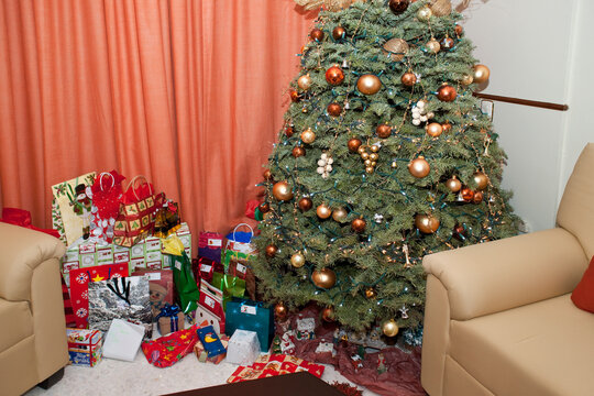 Presents by Christmas Tree