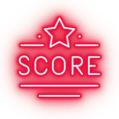 Neon red score, glowing high score icon on transparent background