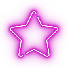 Neon pink star, glowing star icon on transparent background