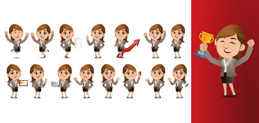 Business people with different poses. vector