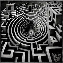 black and white maze