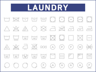 Fototapeta na wymiar Simple Set of laundry Related Vector Line Icons. Vector collection of washing, ironing, dry, cleaning, housework, care, fabric, housekeeping, bleach and design elements symbols or logo element.
