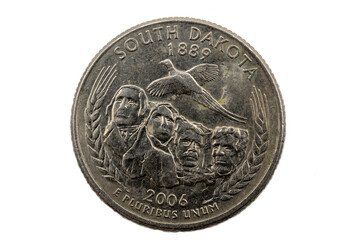 Naklejka premium South Dakota State Quarter, 50 state quarters, 1889 - 2006
