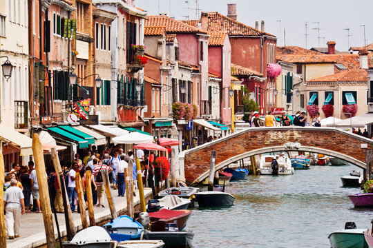 Boats on Canal, Murano, Venice, Veneto, Italy